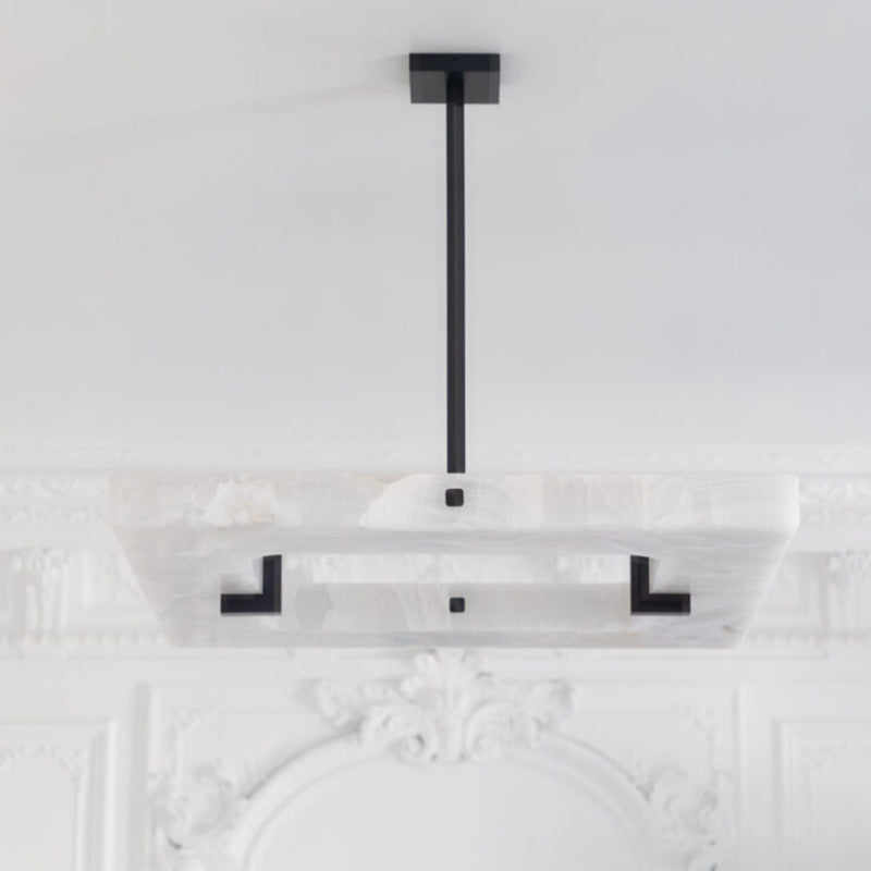 Amelia Square Alabaster Living Room Chandelier detail view