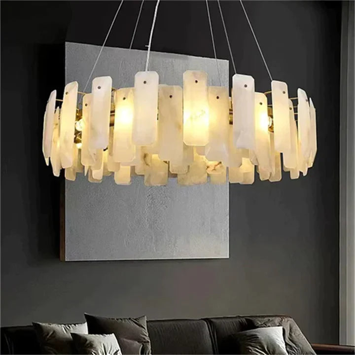Alabaster Square Sheet Round Chandelier main view