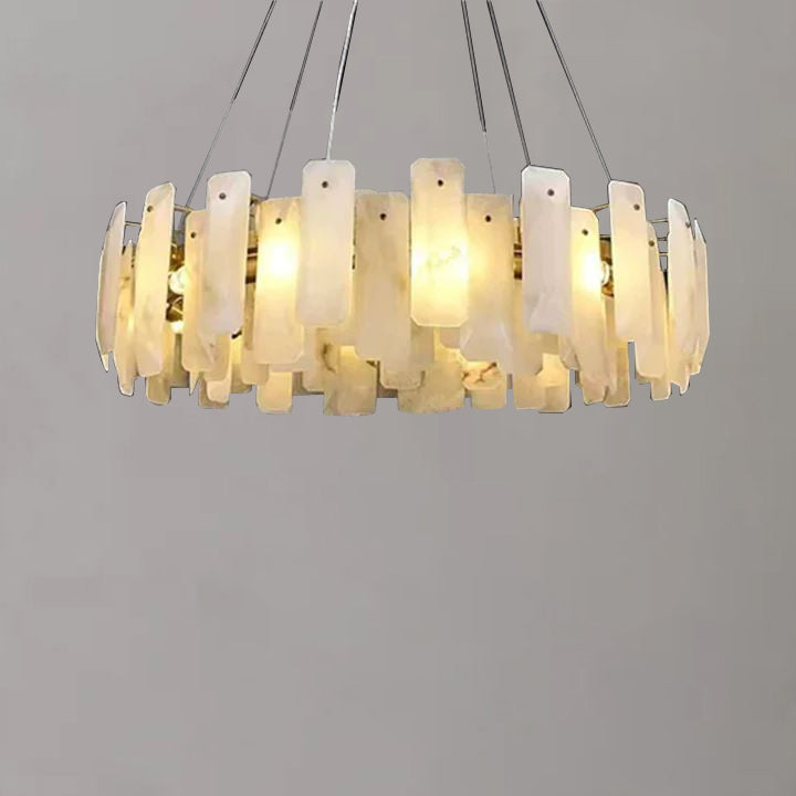 Alabaster Square Sheet Round Chandelier detail view