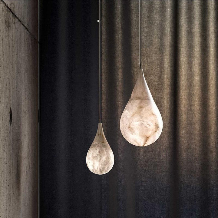 Alabaster Raindrop Pendant Lighting, Dining Table Pendant front view