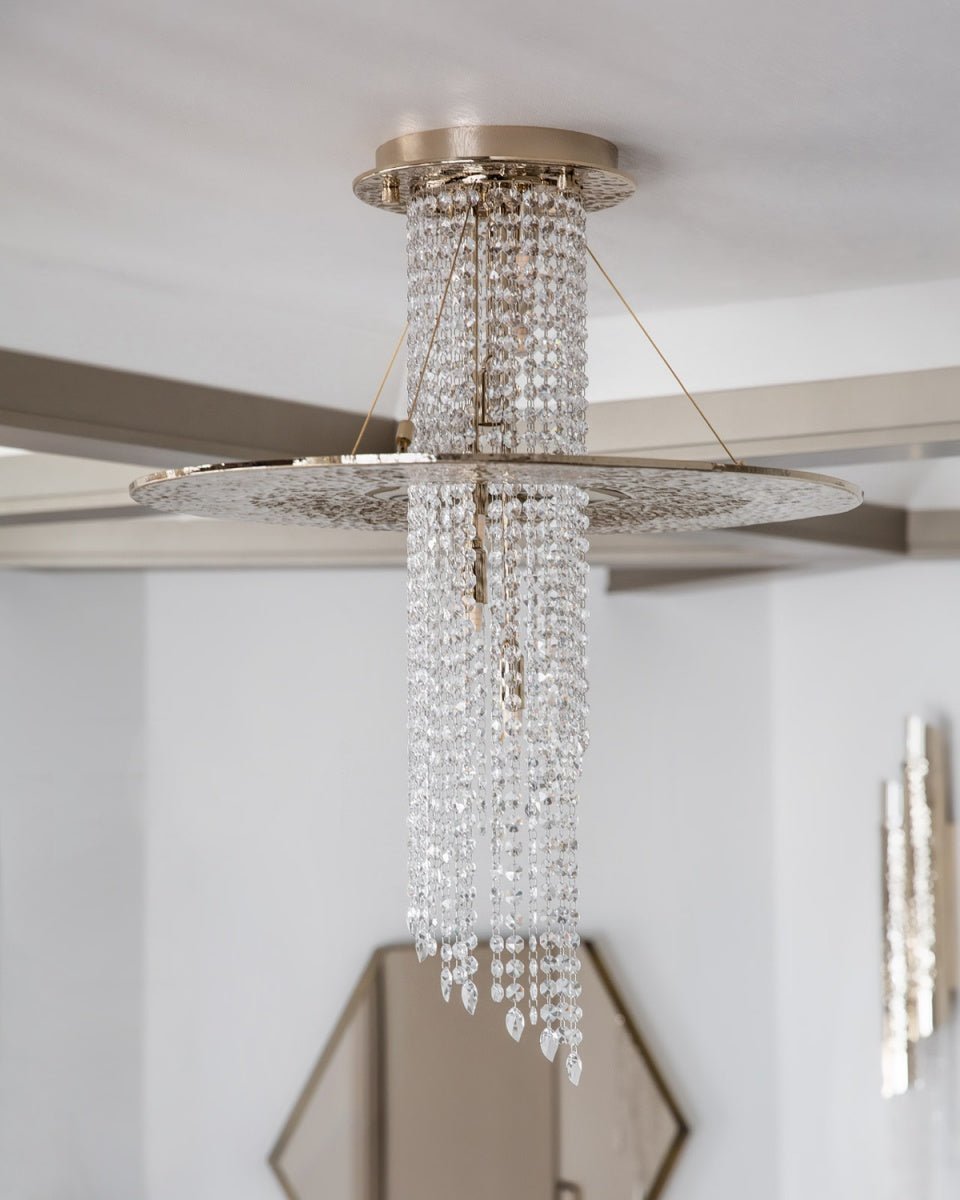 Angelina Flushmount Brass Crystal Pendant Chandelier - detail 3