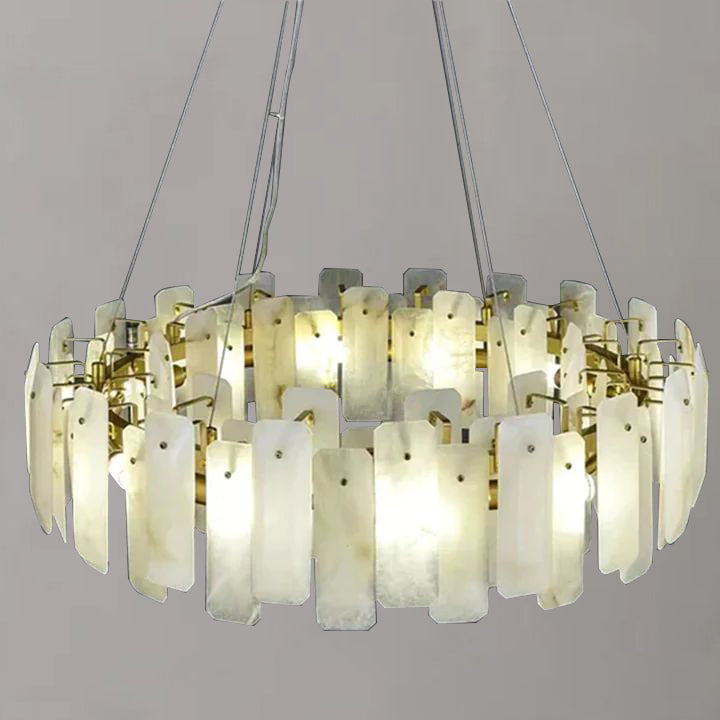 Alabaster Square Sheet Round Chandelier detail view