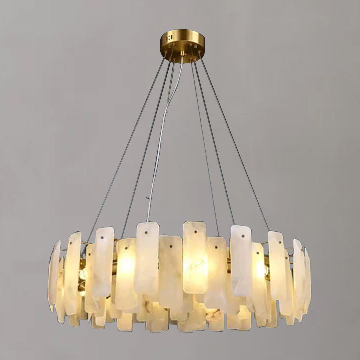 Alabaster Square Sheet Round Chandelier detail view