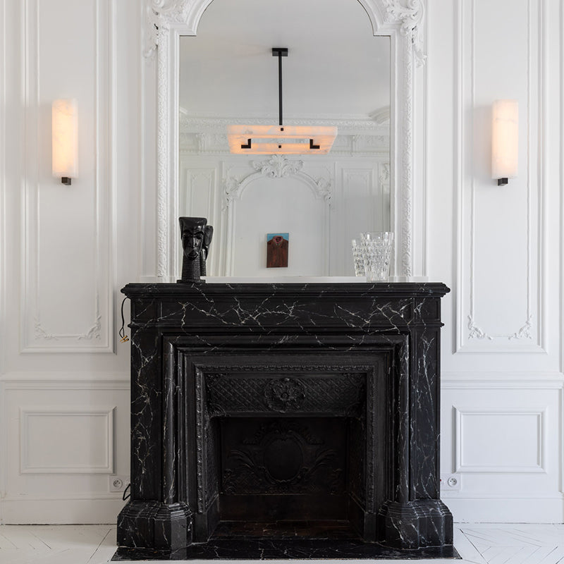 Amelia Square Alabaster Living Room Chandelier angled view