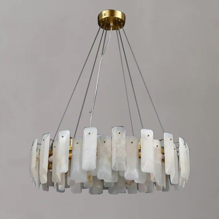 Alabaster Square Sheet Round Chandelier detail view