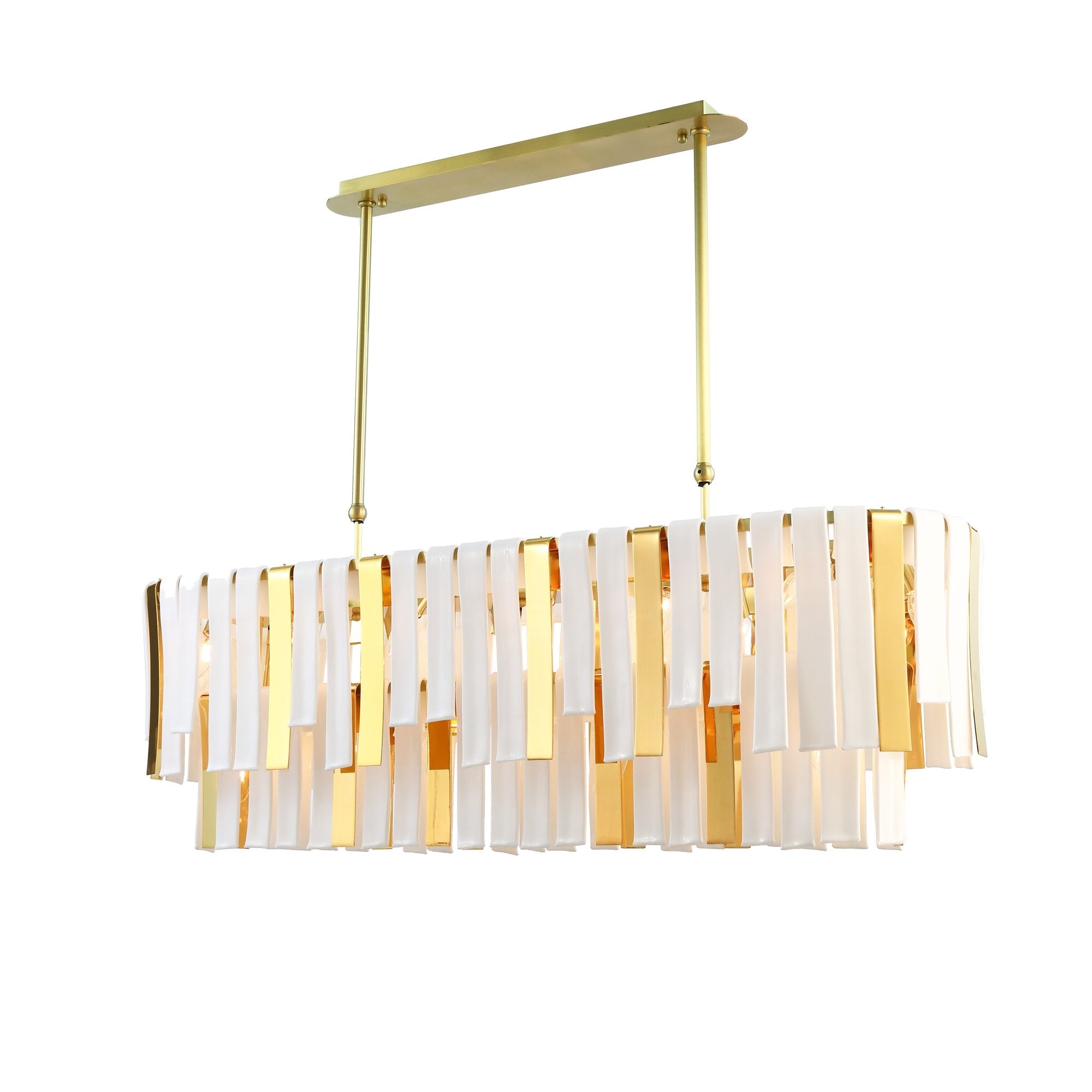 Leslie 3-Tier Rectangular Chandelier in glass