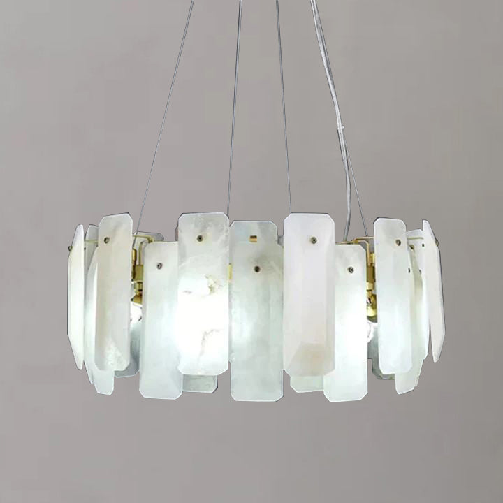 Alabaster Square Sheet Round Chandelier detail view