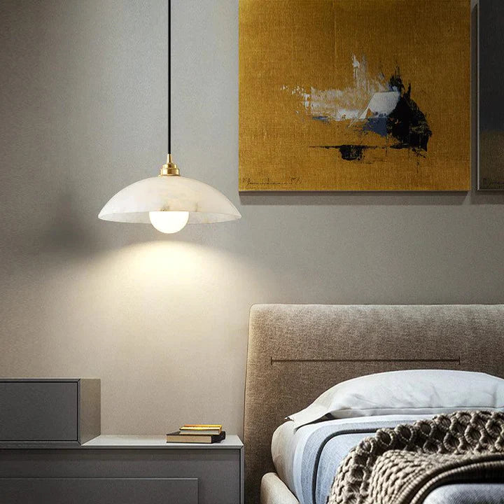 Alabaster Dome Pendant Light, Hanging Light For Living Room - detail 2