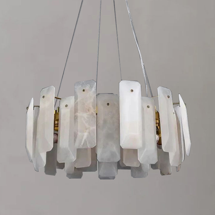Alabaster Square Sheet Round Chandelier detail view