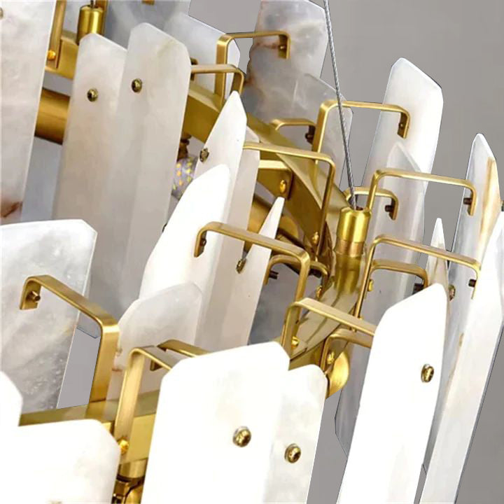 Alabaster Square Sheet Round Chandelier detail view