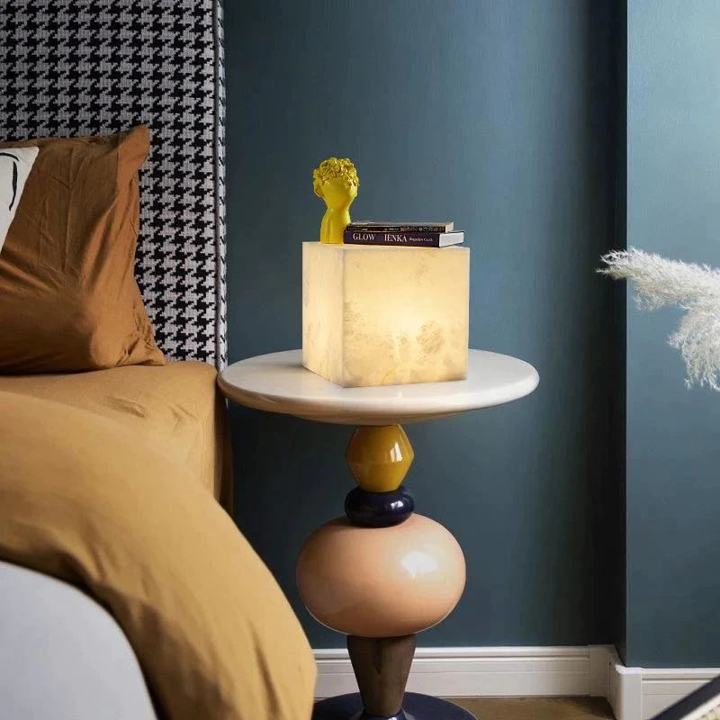 Alabaster Cubic Table Lamp front view