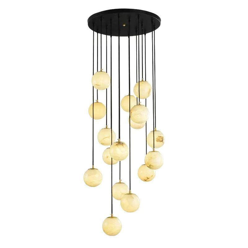 Alabaster Globe Wavy Chandelier detail view