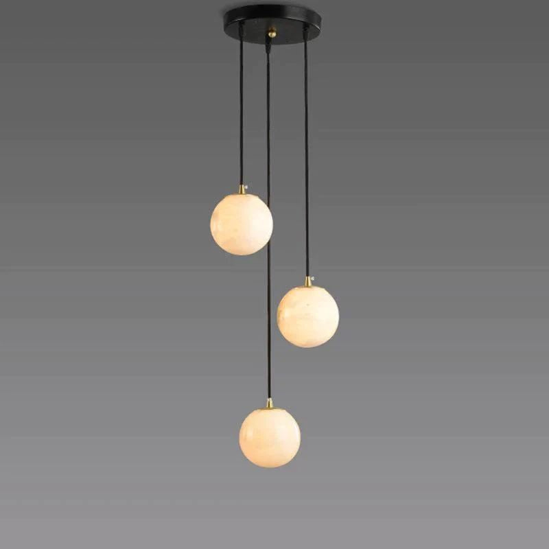 Alabaster Globe Wavy Chandelier detail view