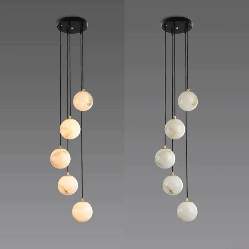 Alabaster Globe Wavy Chandelier detail view