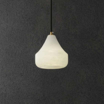Alabaster Hat Pendant Light Over Nightstand