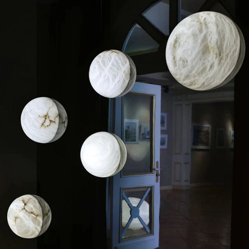 Alabaster Hemisphere Wall Sconce front view