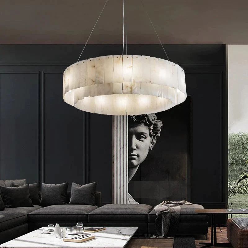 Alabaster Modern Round Chandelier front view