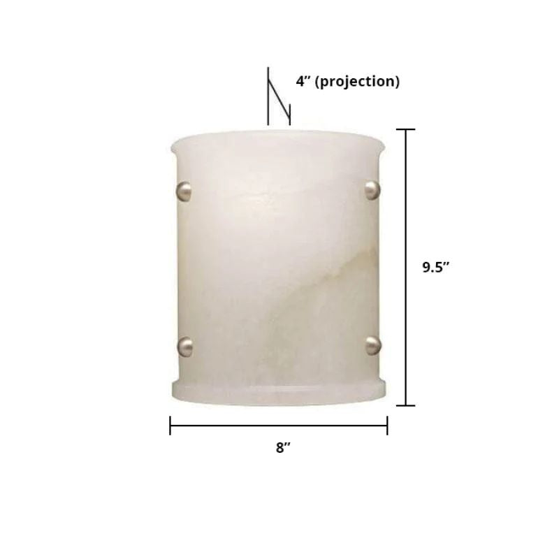 Alabaster Semi-Cylindrical Wall Sconce angled view