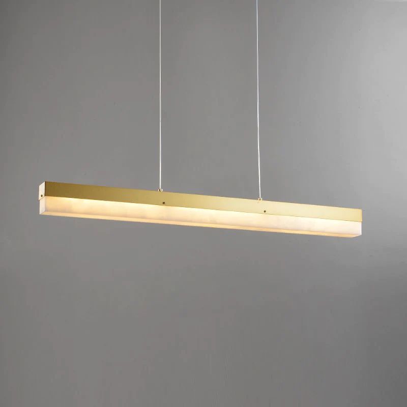 Alabaster Simple Linear Kitchen Island Chandelier detail view