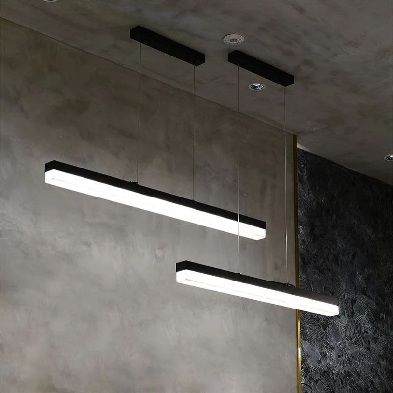 Alabaster Simple Linear Kitchen Island Chandelier front view
