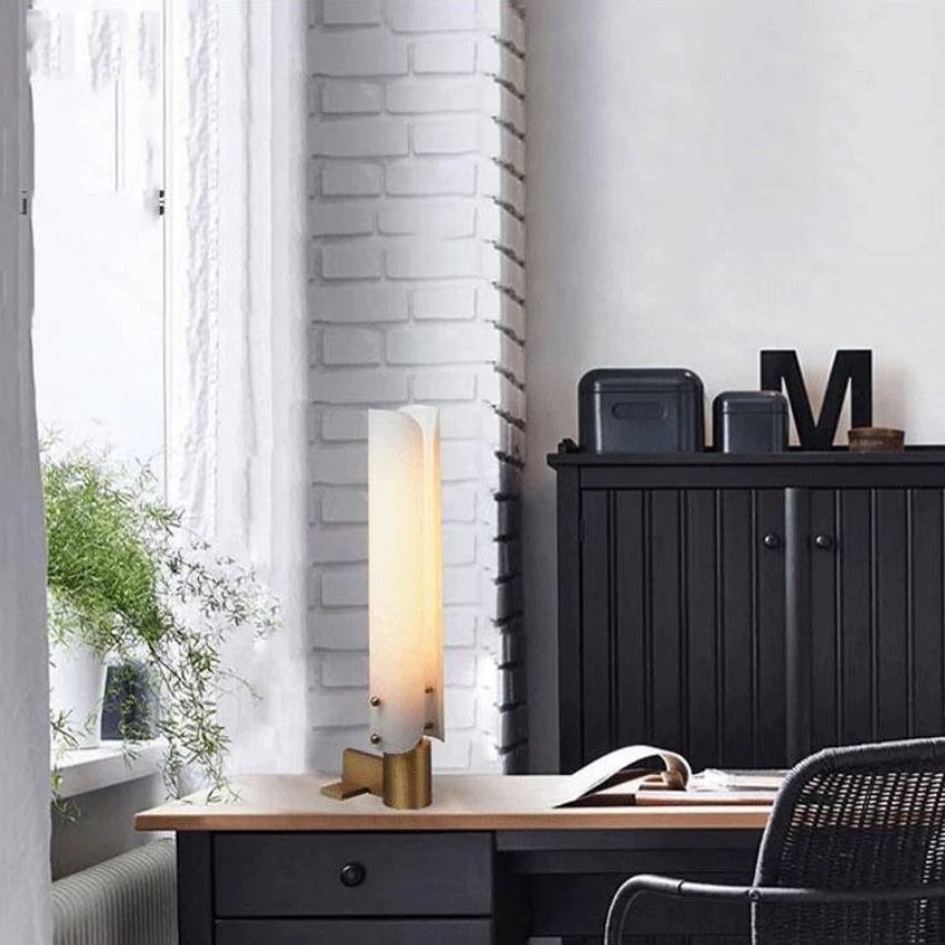 Alen White Glass Shade Table Lamp detail view