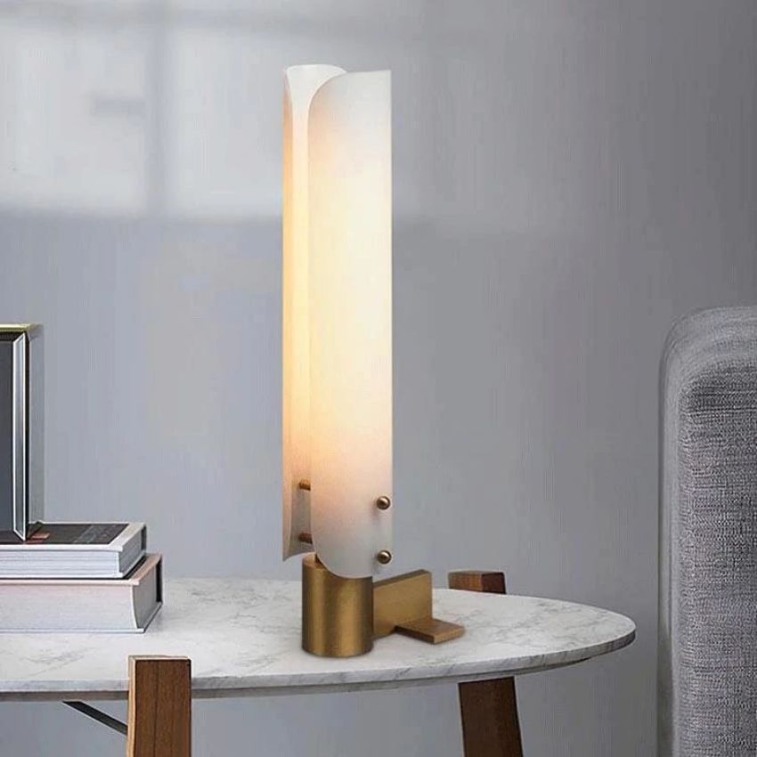 Alen White Glass Shade Table Lamp front view