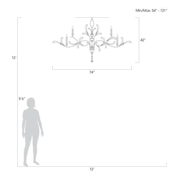 Alice Candle Oblong Chandelier 74" - product detail 3
