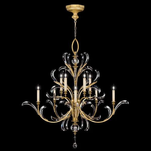 Alice Candle Round 2-Tier Chandelier 56" in crystal