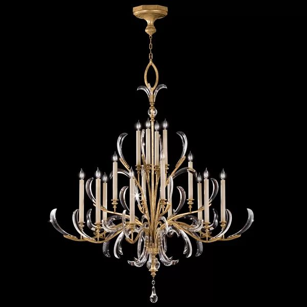Alice Candle Arcs 2-Tier Chandelier 57" in crystal