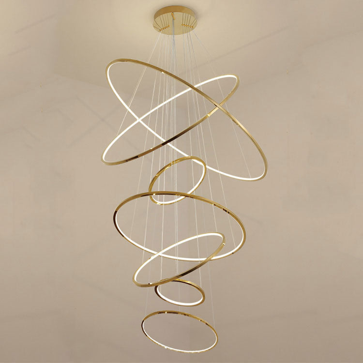Amina Gold Multi Rings Chandelier for Lobby Villa - detail 7
