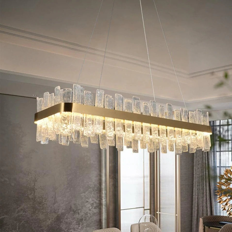 Andrea Rectangular Crystal Chandelier front view