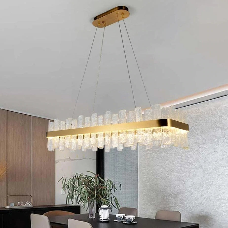 Andrea Rectangular Crystal Chandelier angled view