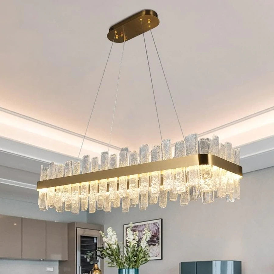 Andrea Rectangular Crystal Chandelier detail view