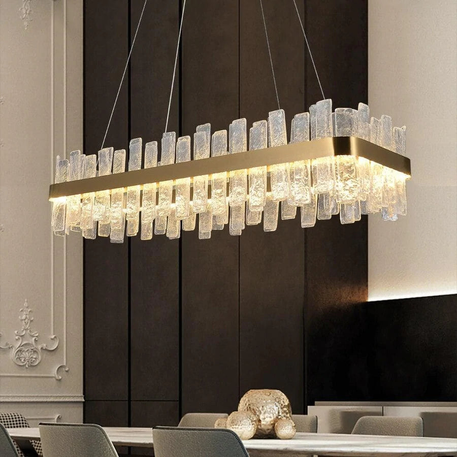 Andrea Rectangular Crystal Chandelier detail view