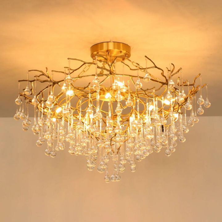 Anita Brass Crystal Branch Chandelier - detail 4