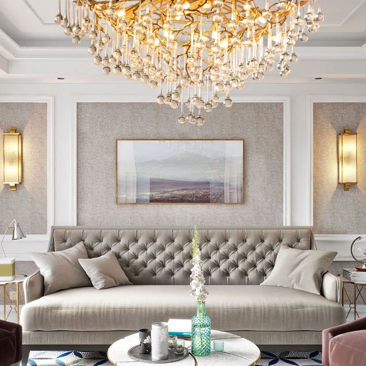 Anita Brass Crystal Branch Chandelier - detail 6