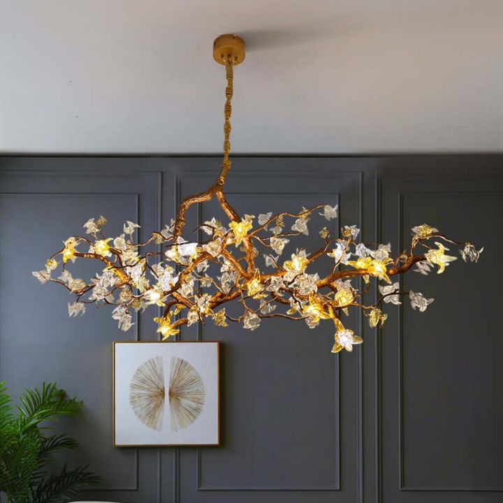 Aosta Branch Chandelier in glass and copper