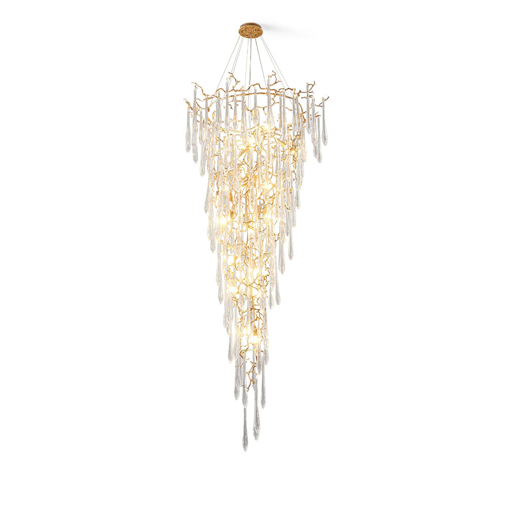 Aqua Parable Chandeliers in crystal and brass