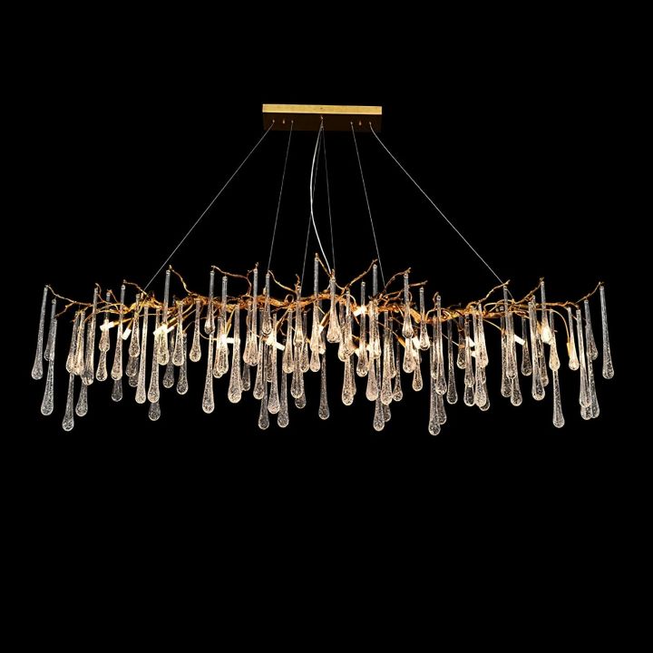 Aqua Makrama Branch Chandeliers in crystal and brass