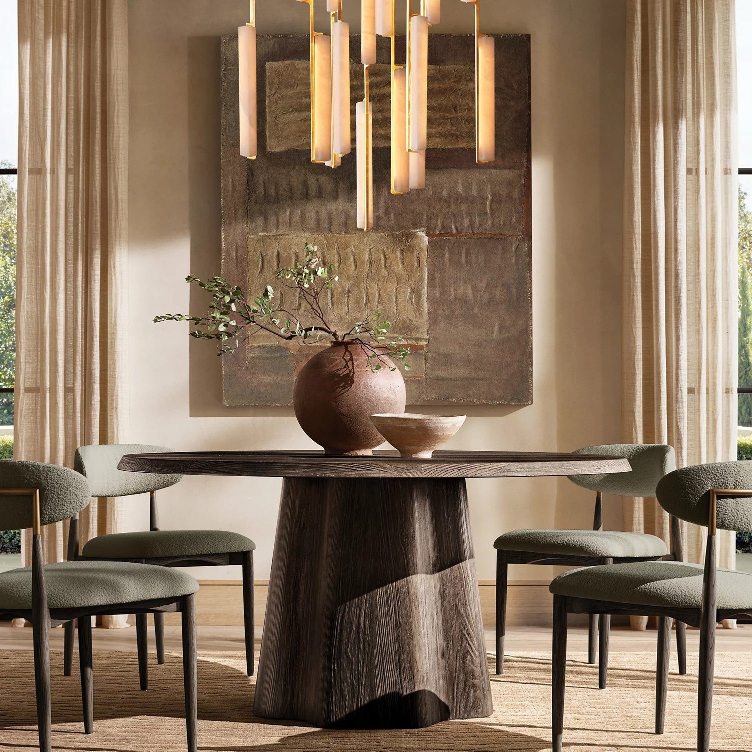 Audubom Alabaster Round Chandelier 40" - detail 4