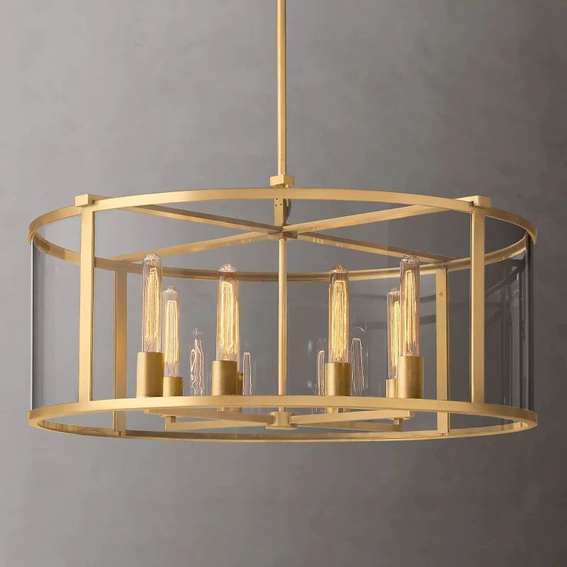 Bianca Glass Lantern Modern Round Chandelier 33 inch main view