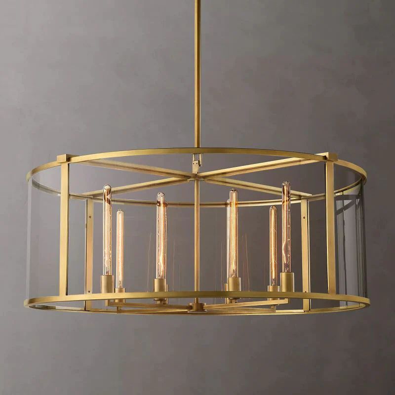 Bianca Glass Lantern Modern Round Chandelier 44 inch front view