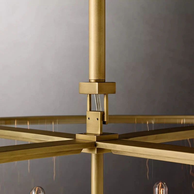 Bianca Glass Lantern Modern Round Chandelier 55 inch detail view