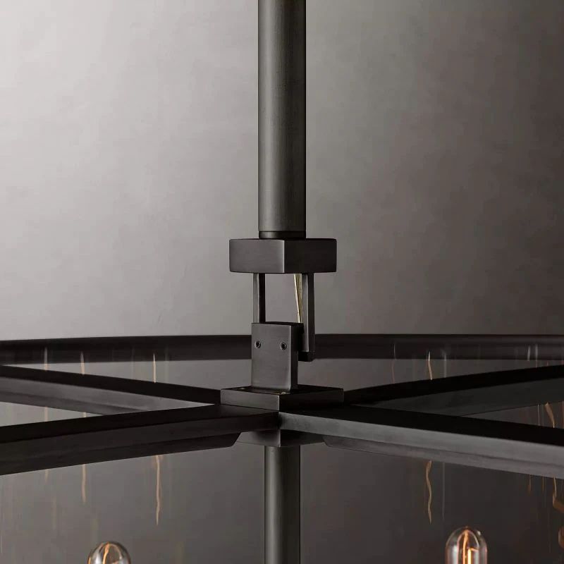 Bianca Glass Lantern Modern Round Chandelier 55 inch detail view