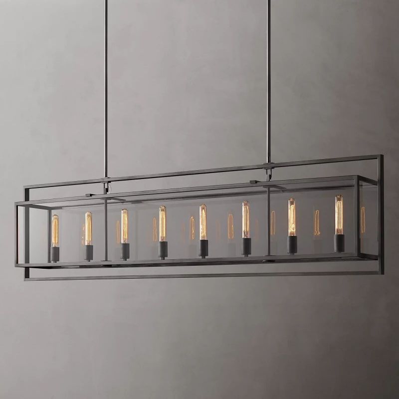 Bianca Glass Lantern Rectangular Chandelier 72 inch main view