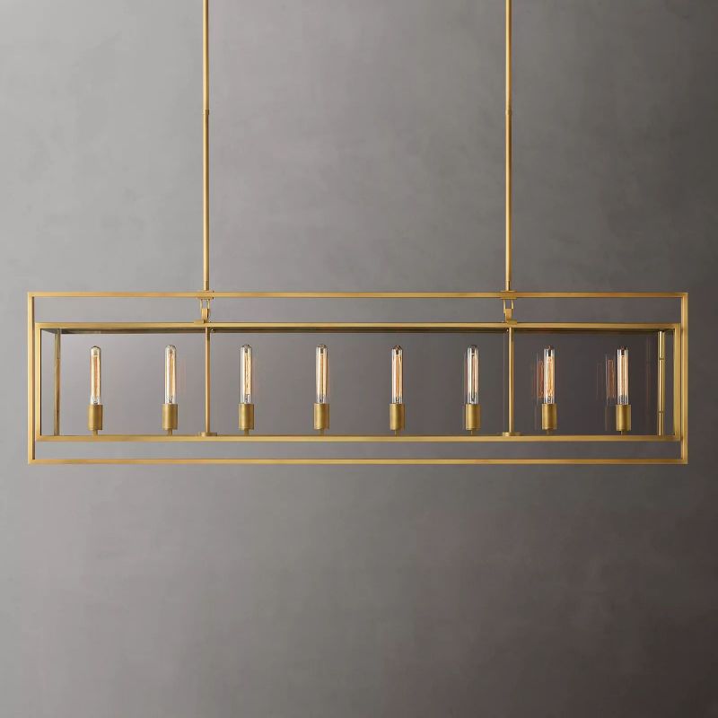 Bianca Glass Lantern Rectangular Chandelier 72 inch detail view