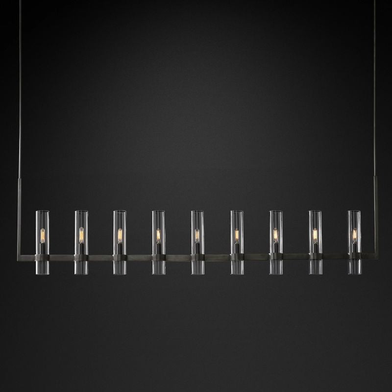 Felix Blown Glass Linear Chandelier 71 inch angled view