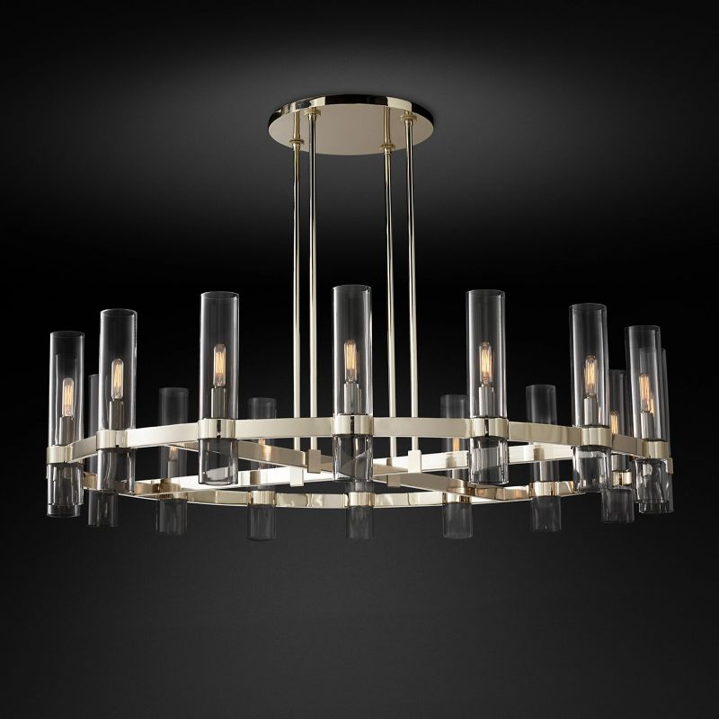 Felix Blown Glass Round Chandelier 48 inch angled view