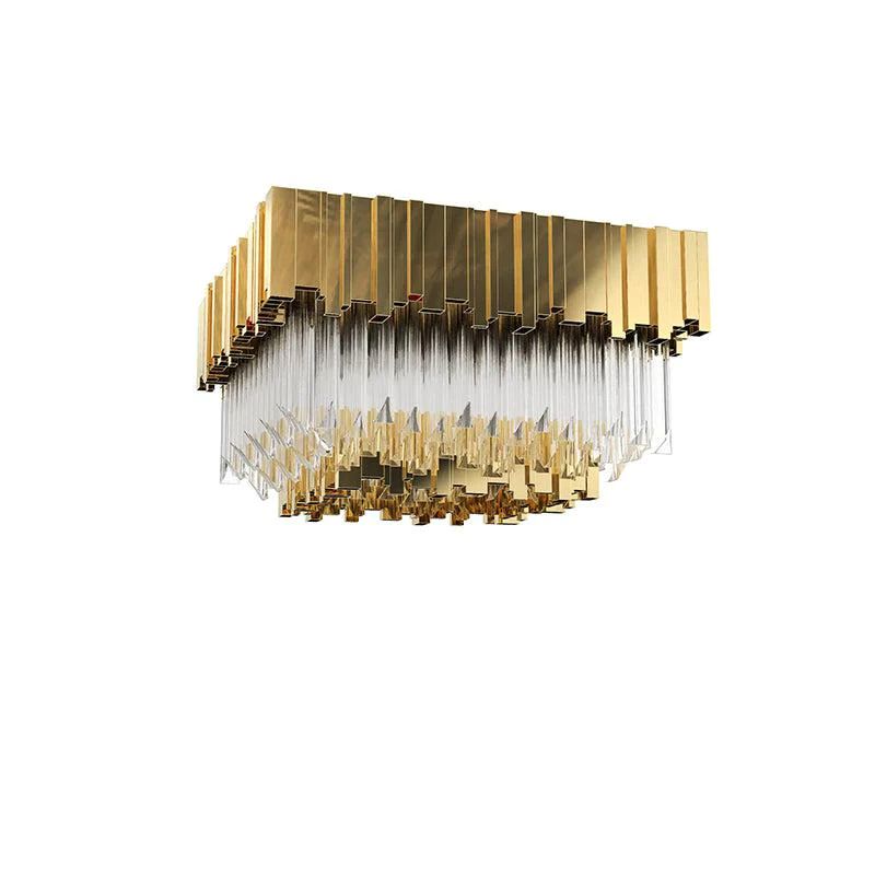 Brilliant Decorative Square Flush Mount in crystal, glass, and stainless steel