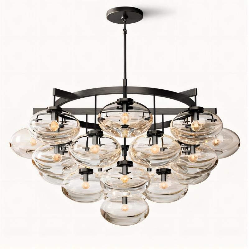 Cabretti Round Chandelier 48 inch black finish angled view